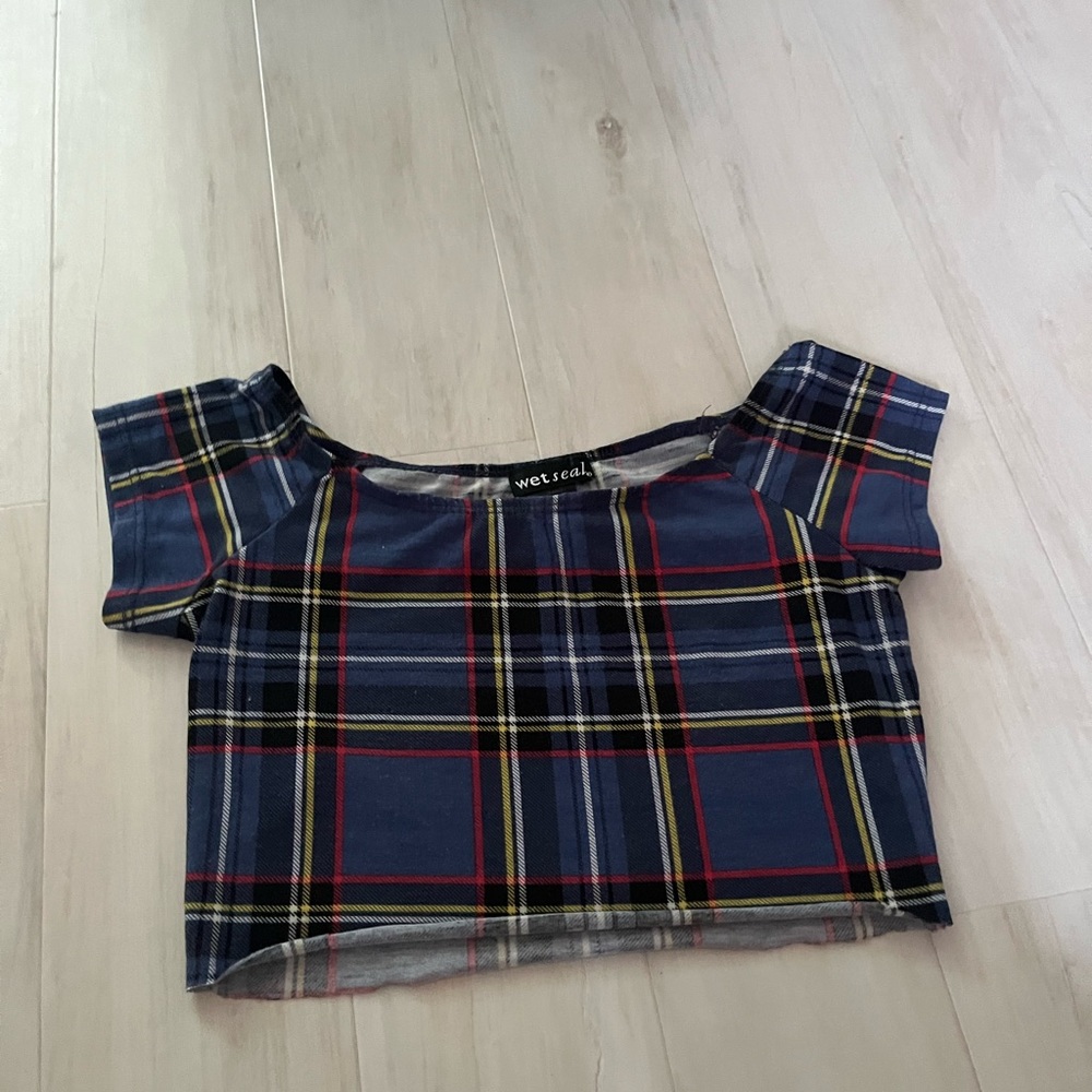 Wet Seal blue plaid tee